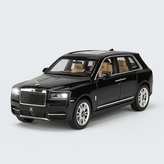 Exquisite car Model 1/24 Rolls-Royce Model Car,Zinc Alloy Pull Back Toy car with Sound and Light for Kids Boy Girl Gift - Black