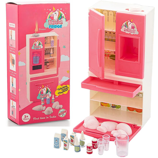 Unicorn Fridge Kitchenware Toy Set Non Toxic Plastic Accessories for Girls Age 3 Years Plus