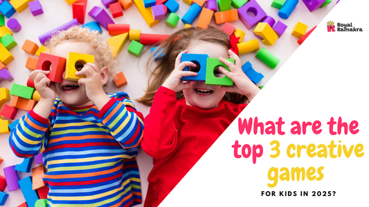 Kids playing with colorful blocks – top 3 creative games for kids in 2025 by Royal Ramakra.