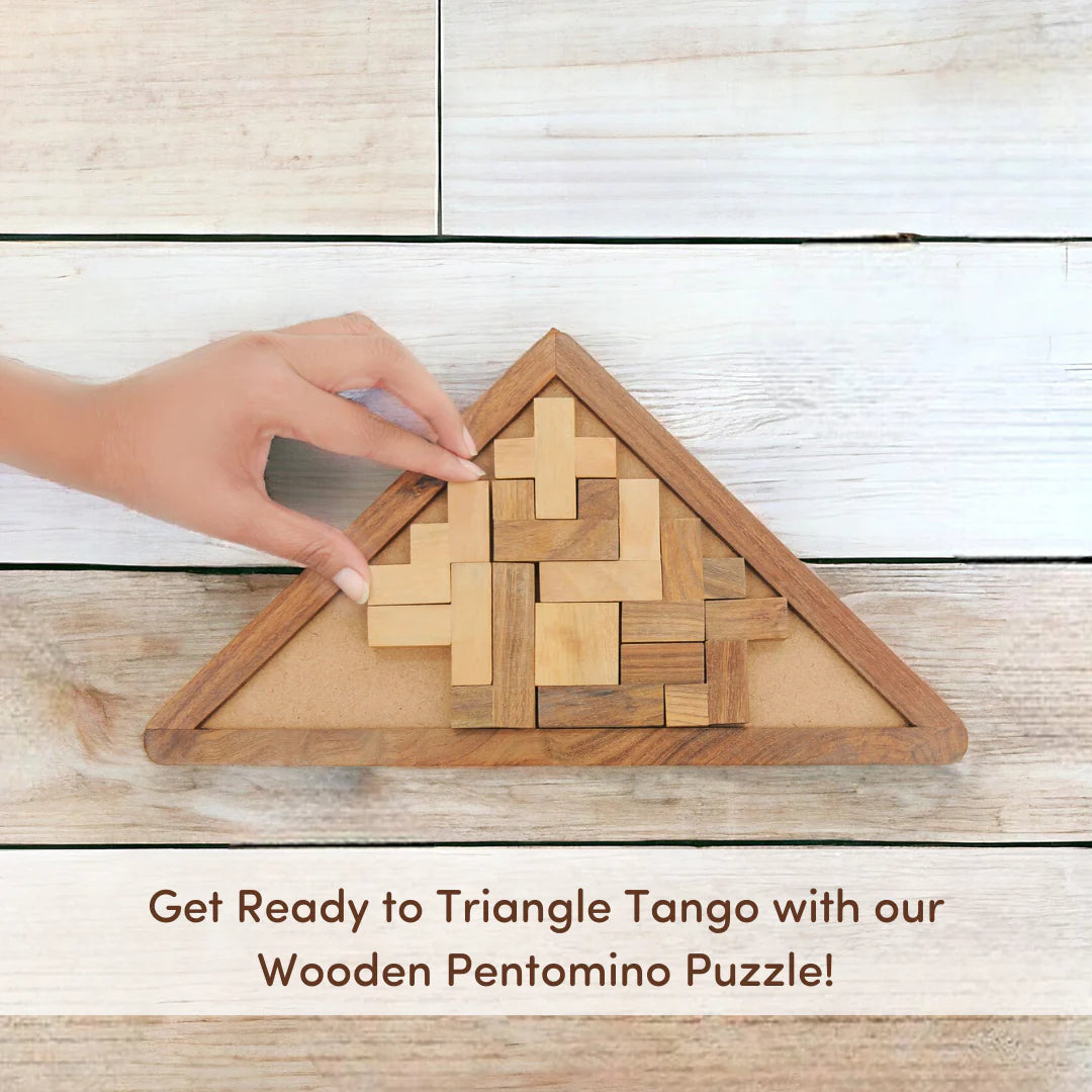 Pentomino Puzzle - Durable 13-piece Wooden Set for Kids, Ages 6+