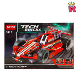 Tech Bricks 3412 Red Building Block Racing Car 158+ Pieces, Pull Back Block Car