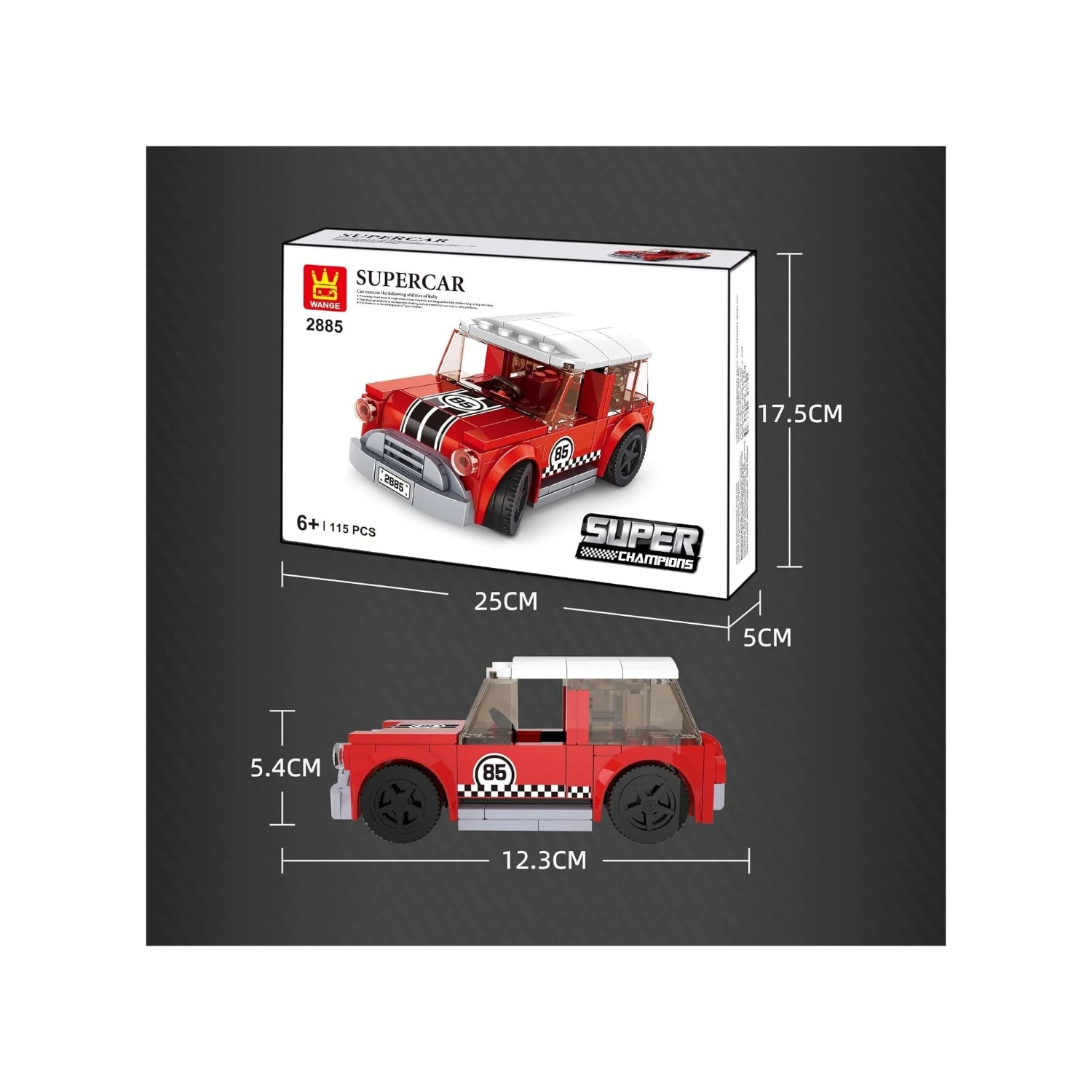 Building blocks for 10 year olds – racing car construction set with 115 pieces and size dimensions