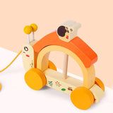 - Wooden Snail tractor, Pull along toy, Rainbow stacker, Color Blocks, Round Pull toy, toddler activity for 1+ Years kids, Child Safe Certified, Multi Colors