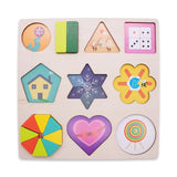 - Wooden Shapes Puzzle Learning Toy, Montessori Game Educational Toys, Intelligence Brain Teaser Puzzle Board With 10 Designer Shapes,(set of 54 pcs), 3+ Years, Multi colors.