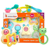 6 Pcs Non-Toxic Premium Rattle Set for Gifting | Safe Toys with Teether for New Born, Babies and Infants of Age 1-3-6-9-12 Months |