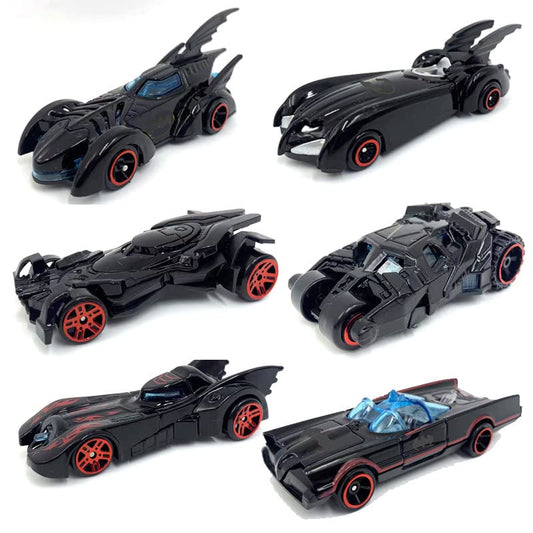 Black Superhero Car Set, 6 Push N Go Vehicles for Toddlers, Die-Cast Gift (Bat 6pc)