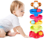 Swirling Tower for Baby & Toddler Educational Toys | Stack, Drop and Go Ball Ramp Toy Set includes 3 Spinning Activity Balls - Multicolor