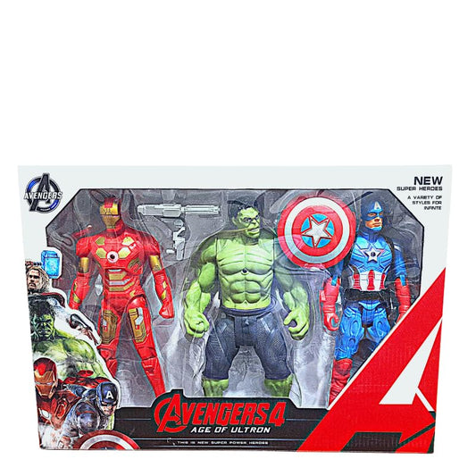 Set of 3 Action Figures: Captain America, Iron Man, Hulk