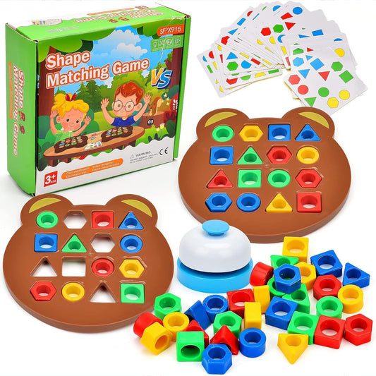 Children Learning and Educational Geometric Shape Puzzle Quick Matching Board Game, Color Shape Matching Board Game Sensory Educational Learning Toy for Kids (Shape Matching Game)