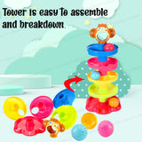 Swirling Tower for Baby & Toddler Educational Toys | Stack, Drop and Go Ball Ramp Toy Set includes 3 Spinning Activity Balls - Multicolor