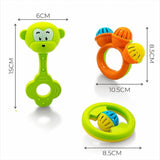 Infant Acrylonitrile Butadiene Styrene (Abs) So Sweet Rattle 3Pcs Packing Non Toxic Bright and Colorful Rattles Baby Boy Girl Toys Set,Multicolor