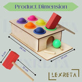 Wooden Hammer Ball Push Knock Pounding Montessori Game Toys for Kids Baby - 6 pcs Ball Set for 3-6 Years