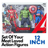 Set of 3 Action Figures: Captain America, Iron Man, Hulk