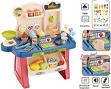 Mini Supermarket Toy Cart for Kids, Pretend Play Kitchen Set with Ice Cream.