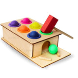 Wooden Hammer Ball Push Knock Pounding Montessori Game Toys for Kids Baby - 6 pcs Ball Set for 3-6 Years