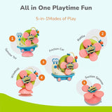 Rabbit Orapple Spinster Toy for Baby 5-in-1 Suction Spinner, Rattle, Friction Car, Windmill & Sensory Play | BPA-Free, Safe & Durable | Interactive Learning Toys for 6+ Months Kids