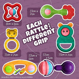 6 Pcs Non-Toxic Premium Rattle Set for Gifting | Safe Toys with Teether for New Born, Babies and Infants of Age 1-3-6-9-12 Months |