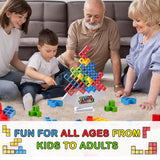 16 Pcs Tetra Tower Stacking Blocks Game for Kids & Adults - Balancing Building Toys for Parties & Travel, Multi-Colored