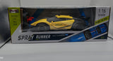 1:16 R/C Spray Runner Car – Yellow/White | Rechargeable Drift Vehicle | Ages 6+