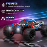 Remote Control Car 1:16, High Speed 40 km/h, 2.4 GHz, 4 WD, Radio-Controlled Monster Truck, Toy for Teenagers Aged 12 and Over, 55 Minutes Playtime, Range 50 m, Radio-controlled car.