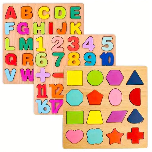 Shapes Puzzles, Numbers Puzzle, Alphabets Puzzle Set for Toddlers