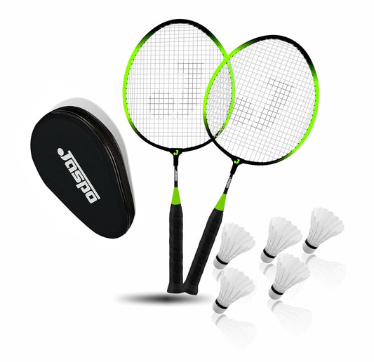 18" Badminton Racket Set with 5 Feather Shuttlecocks (NEON Green) - For Kids Only