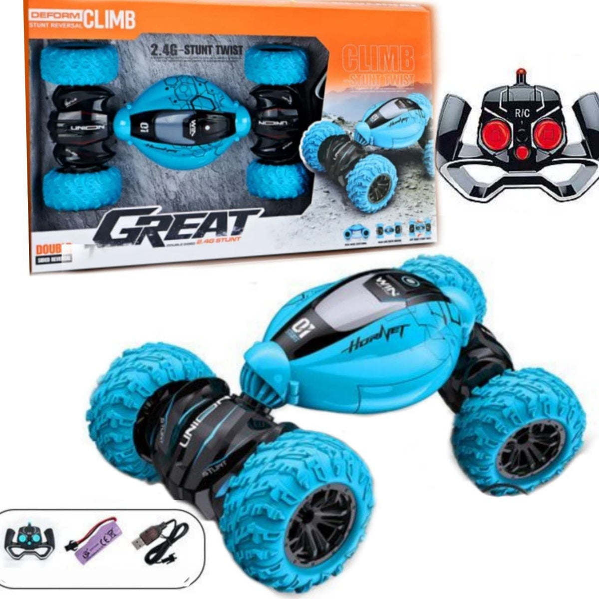 Remote Control Big Size Deform Climb RC Car Off Road High-Speed 4WD | Monster Truck Rock Climbing Car with 360 Spin, Flip, Twist, Climbing (Color as Per Stock)