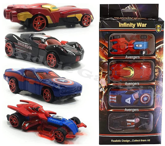 Mini Diecast Car Set for Kids, Avenger Series of 4 Racing Vehicles for Play and Competition - Multicolor