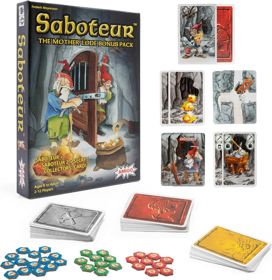 Saboteur Mother Lode Bonus Pack Card Game with Saboteur, Saboteur 2 & Secret Collectors’ Card—Amazon Exclusive Blue