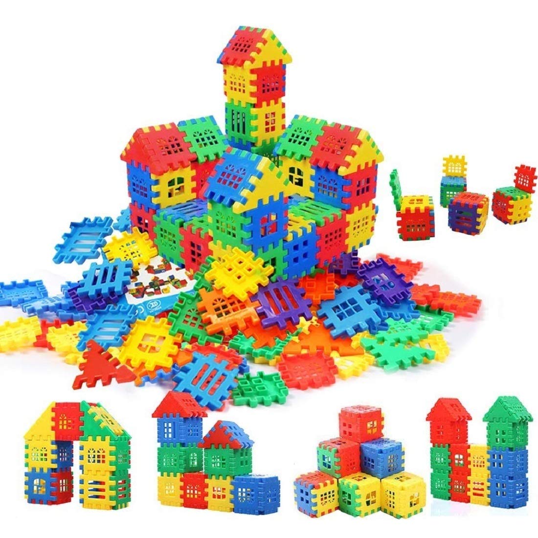 72pcs Blocks House Multi Color Building Blocks with Smooth Rounded Edges - Building Blocks for Kids- Blocks Game for 4 Years Old Girls & Boys