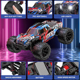 Remote Control Car 1:16, High Speed 40 km/h, 2.4 GHz, 4 WD, Radio-Controlled Monster Truck, Toy for Teenagers Aged 12 and Over, 55 Minutes Playtime, Range 50 m, Radio-controlled car.