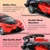 Remote Control High Speed Drift Red Bugatti Car - Rechargeable RC Electric Sport Race Toy Car Realistic Lambo Model Vehicle with Led Lights - Birthday Gift for Kids, Girls, Boys