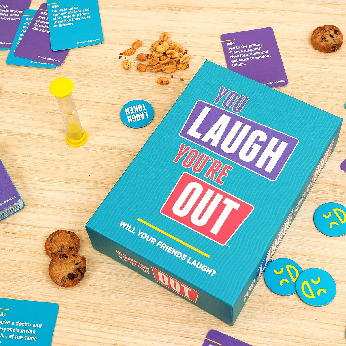 Fun with the hilarious You Laugh, You’re Out game! Perfect for family gatherings, parties, or game nights with friends