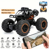 RC Car with Camera for Android and iOS, High Speed Alloy Off Road Fast Racing Vehicle Electric Toy Car Gift for Boys Teens Adults (Rock Crawler Camera WiFi and APP Control) - Random Color (with Batteries)