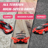 Remote Control High Speed Drift Red Bugatti Car - Rechargeable RC Electric Sport Race Toy Car Realistic Lambo Model Vehicle with Led Lights - Birthday Gift for Kids, Girls, Boys