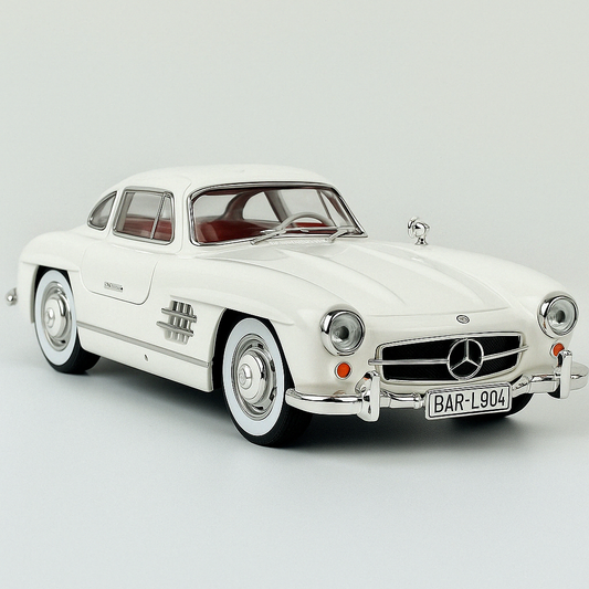 1/24 Vintage Mercedes-Benz 300SL Diecast Model Cars with Sound & Light – Alloy Pull Back Toys - White