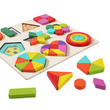 - Wooden Shapes Puzzle Learning Toy, Montessori Game Educational Toys, Intelligence Brain Teaser Puzzle Board With 10 Designer Shapes,(set of 54 pcs), 3+ Years, Multi colors.