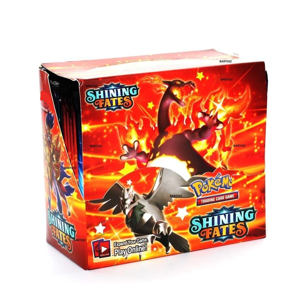 Trading Card Collection Pokemon Playing Card Game 5 Pack 50 Card Collection Set Booster box Battle Game for Kids (SHINING FATES 5 PACK 50 CARDS)